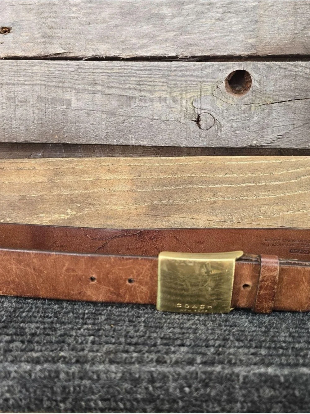 Vintage Coach Brown Leather Belt with Gold-Tone Buckle